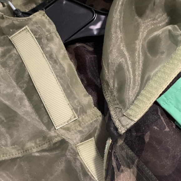 Translucent camo print hoodie duster. OS. - Picture 5 of 11